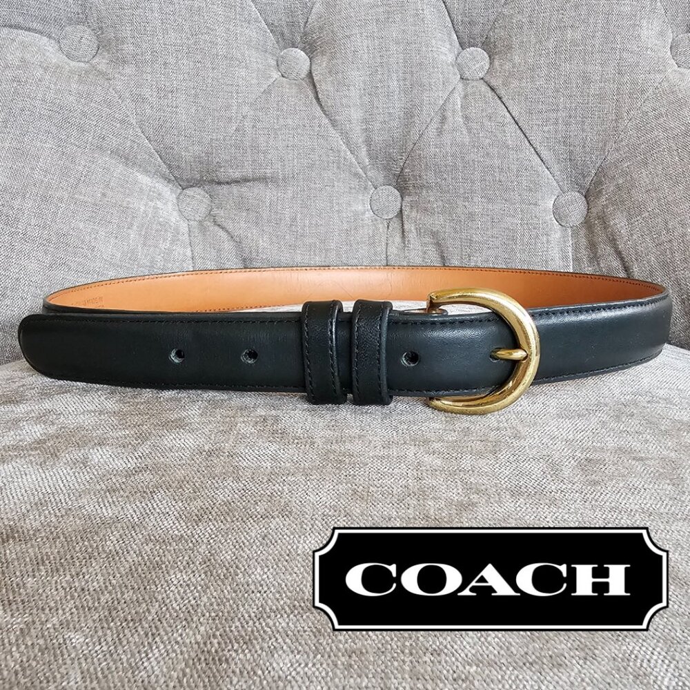 VTG COACH Forest Green Leather Belt Womens Large 8400 Made in USA - Excellent!